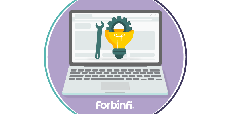 laptop with wrench and lightbulb