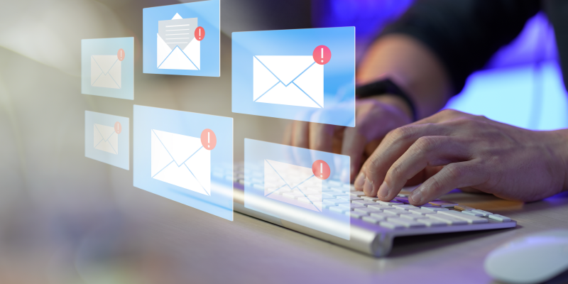 email marketing icons with keyboard