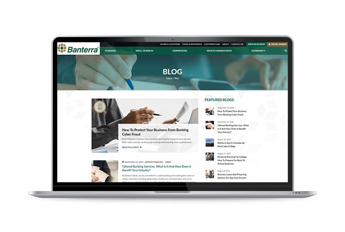 Banterra Bank Blog Mockup