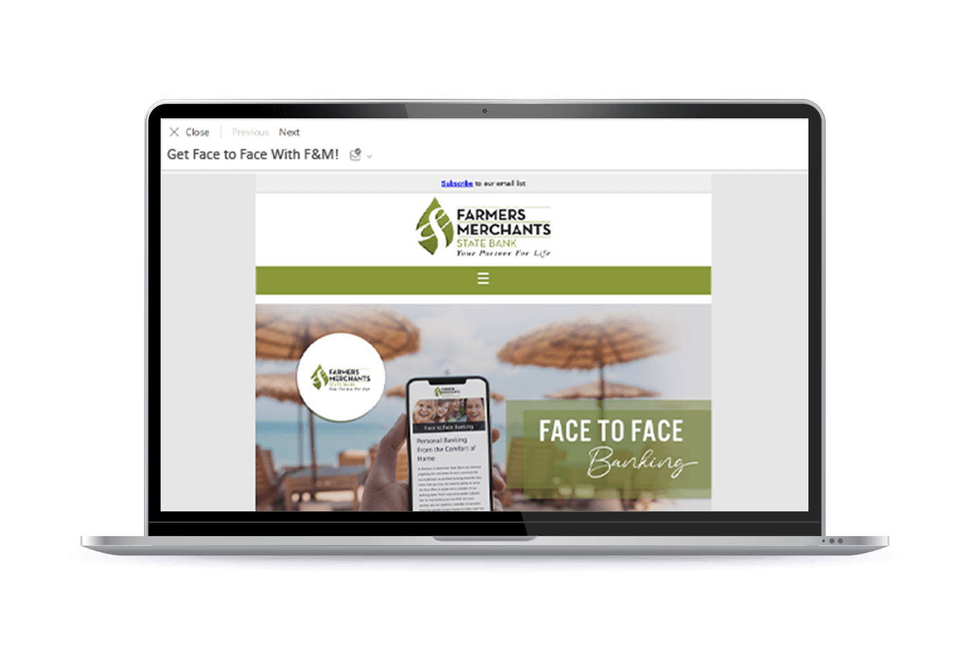 Farmers & Merchants Email Mockup
