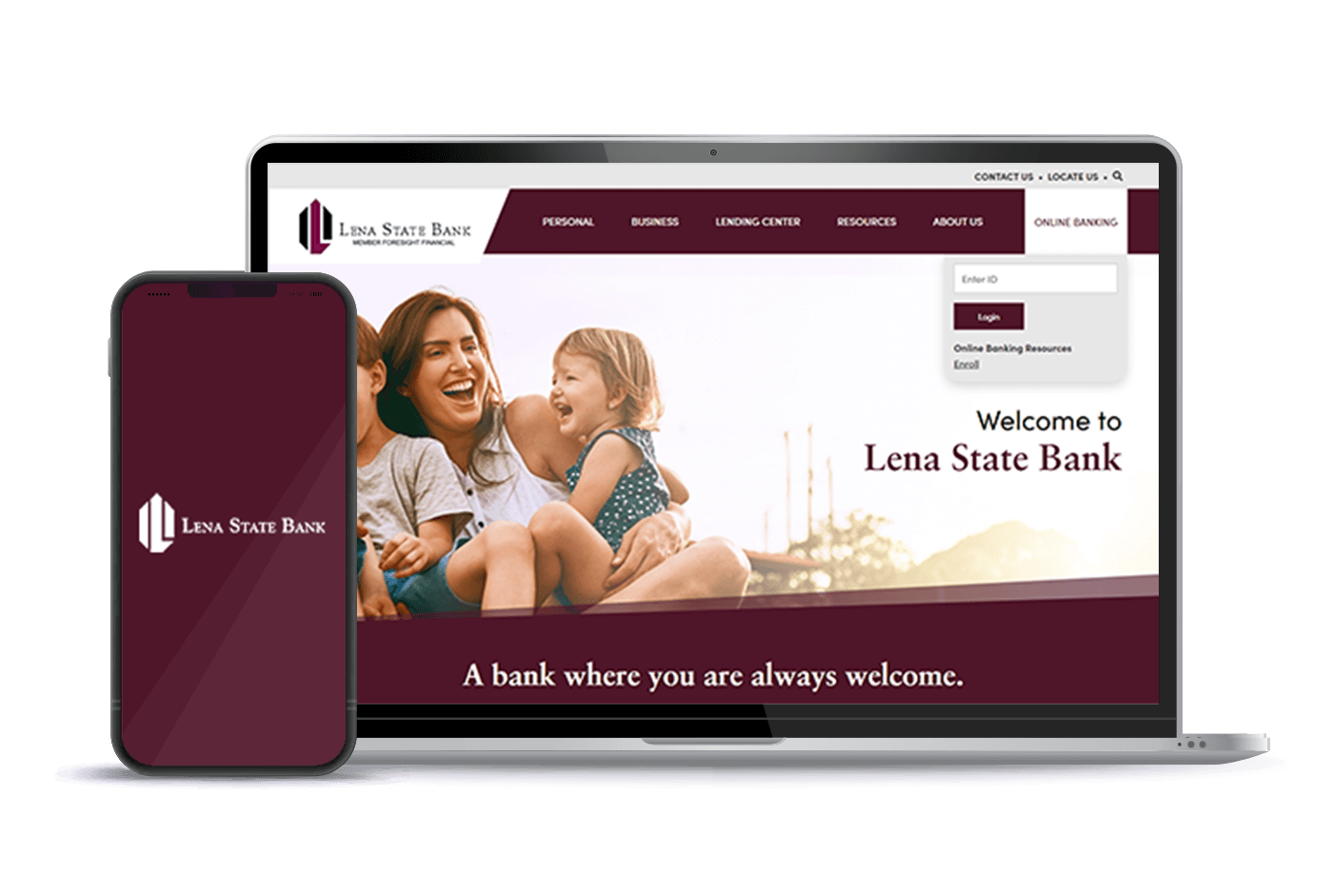 Lena State Bank Website Mockup