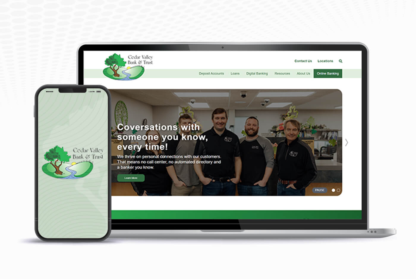 Cedar Valley Bank & Trust Website Mockup