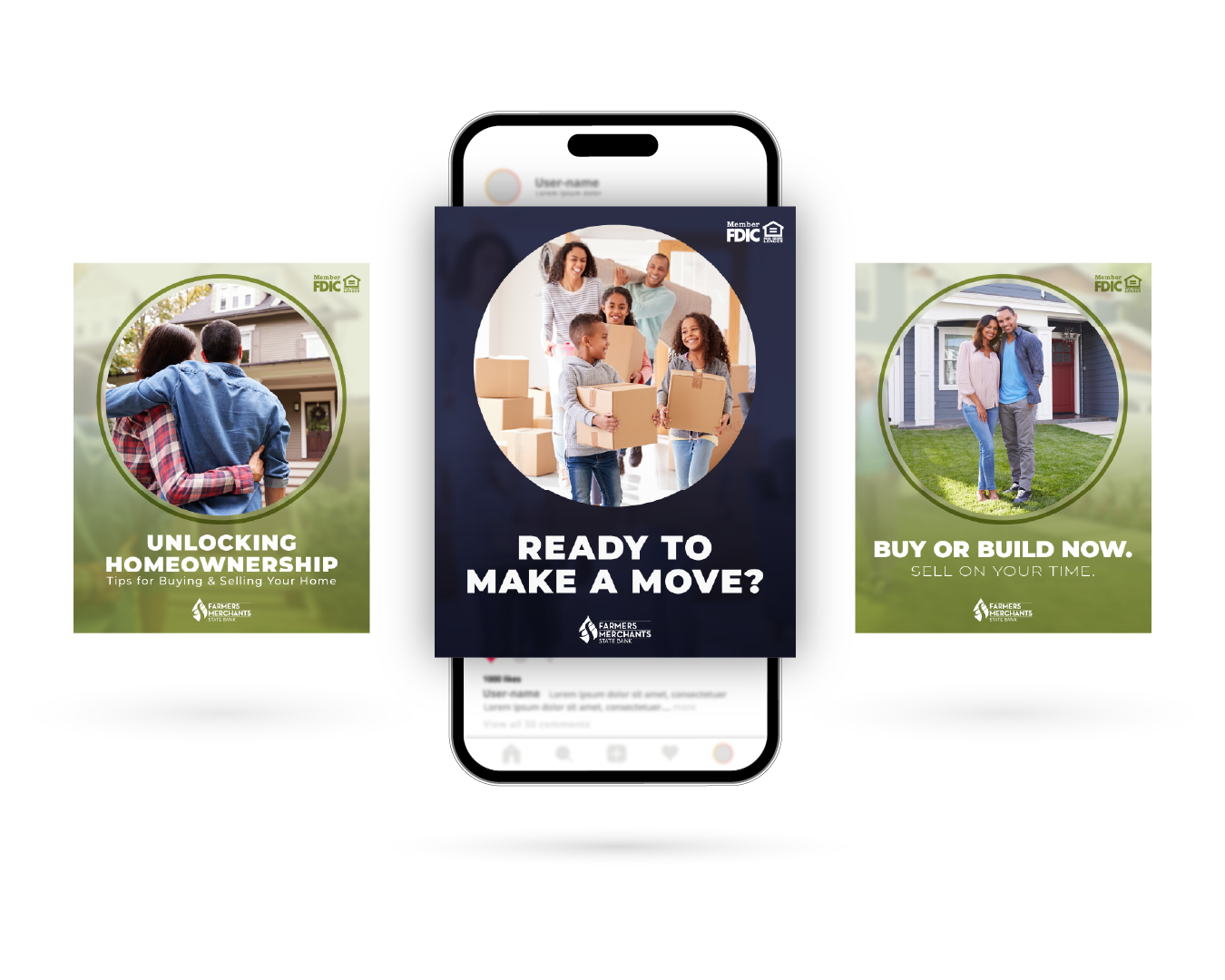 Examples of social media posts created for F&M Bank